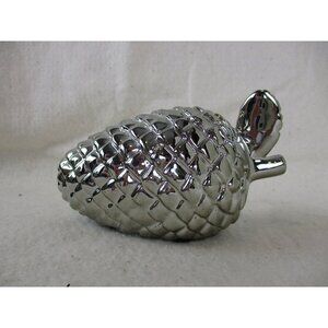 Pinecone tabletop Silver metal forest cabin outdoorsy holiday Christmas décor